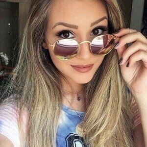 NWT RayBan Round Metal RB3447 Pink Mirror Flash Ray ban Sunglasses
